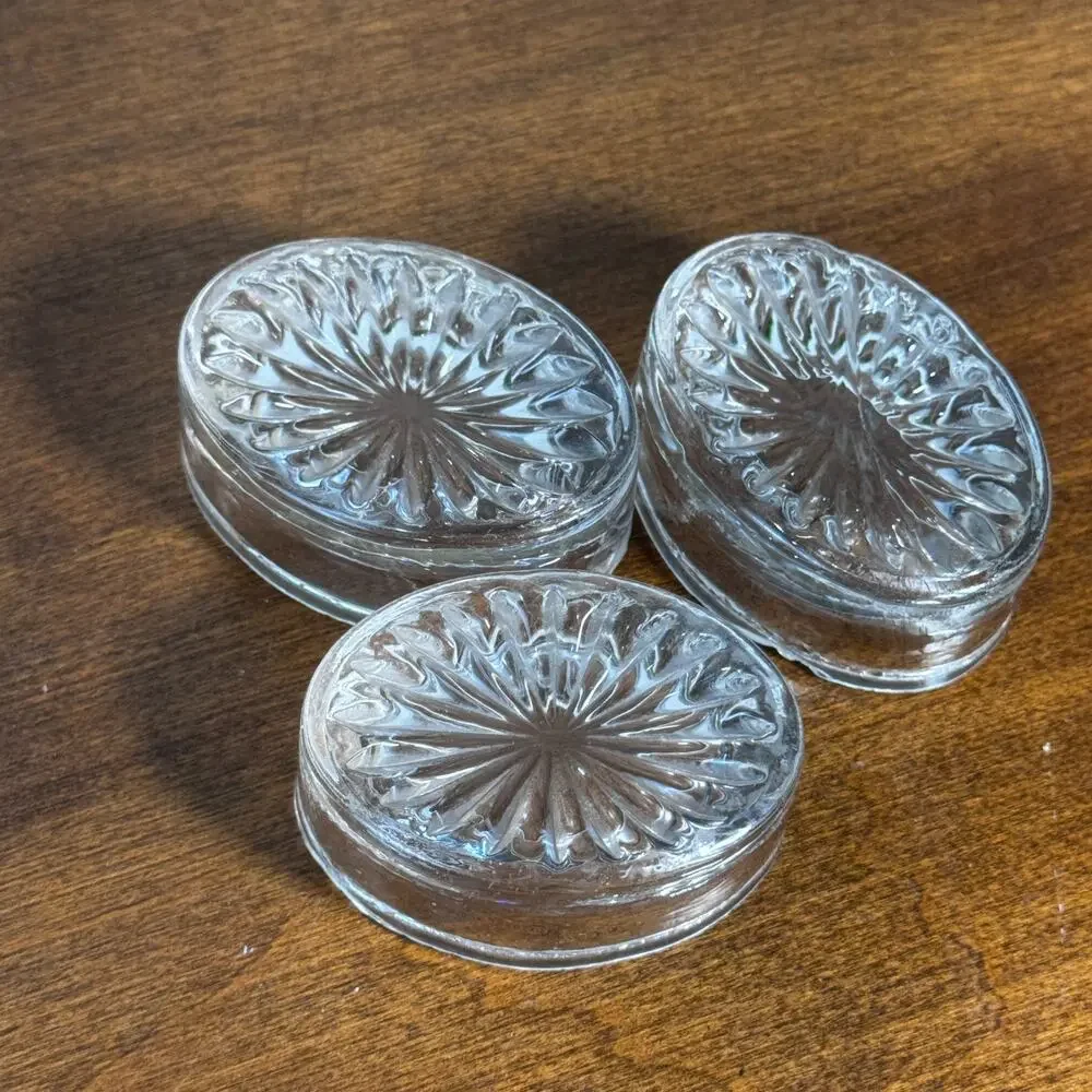 Vintage Set of 3 Vintage Oval Glass Salt Cellars 1.5x2